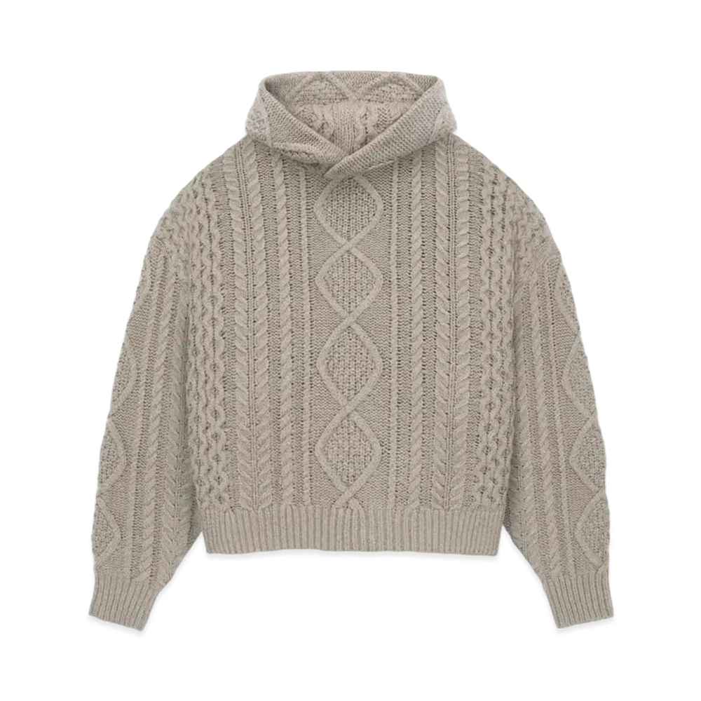 FEAR OF GOD ESSENTIALS Cable Knit Hoodie "Core Heather"