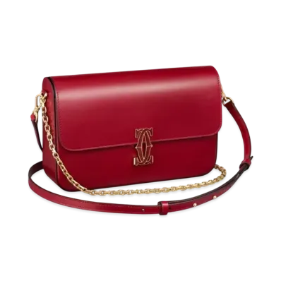 Cartier Small Model Chain Bag, C de Cartier "Gold/Cherry Red"
