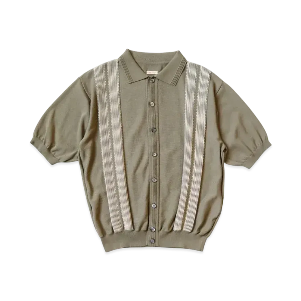 KAPITAL 14G Cotton Knit Oyster Aloha Polo "Beige Khaki"