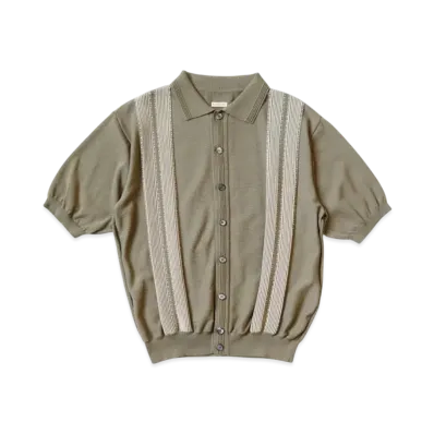 KAPITAL 14G Cotton Knit Oyster Aloha Polo "Beige Khaki"