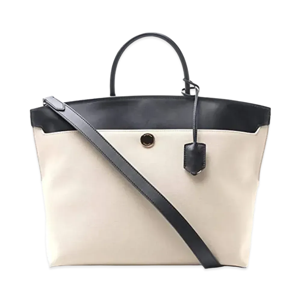 Burberry Society Leather / Canvas 2Way Bag "Beige"