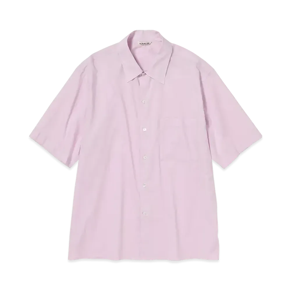 AURALEE Washed Finx Typewriter Open Collar Half Sleeved Shirt "Light Pink"
