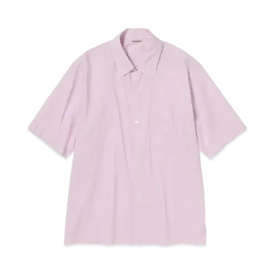 AURALEE Washed Finx Typewriter Open Collar Half Sleeved Shirt "Light Pink"