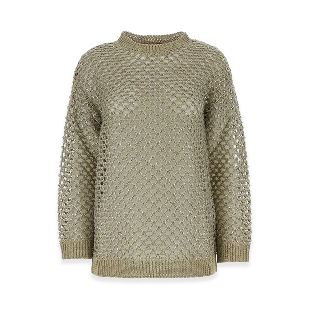 Valentino Women's Embellished Crochet Sweater "Green"