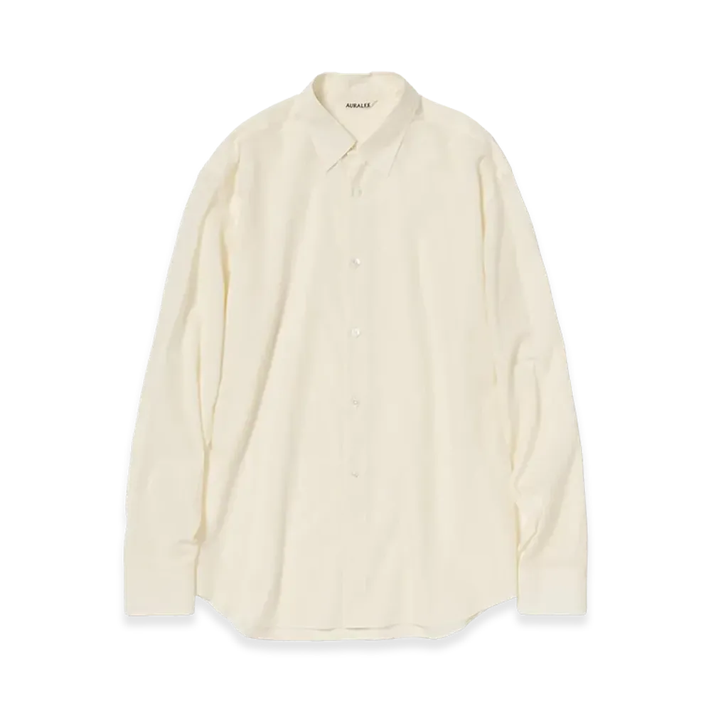 AURALEE Women's Super Fine Cotton Lawn Shirt "Ivory White"