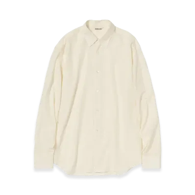 AURALEE Women's Super Fine Cotton Lawn Shirt "Ivory White"
