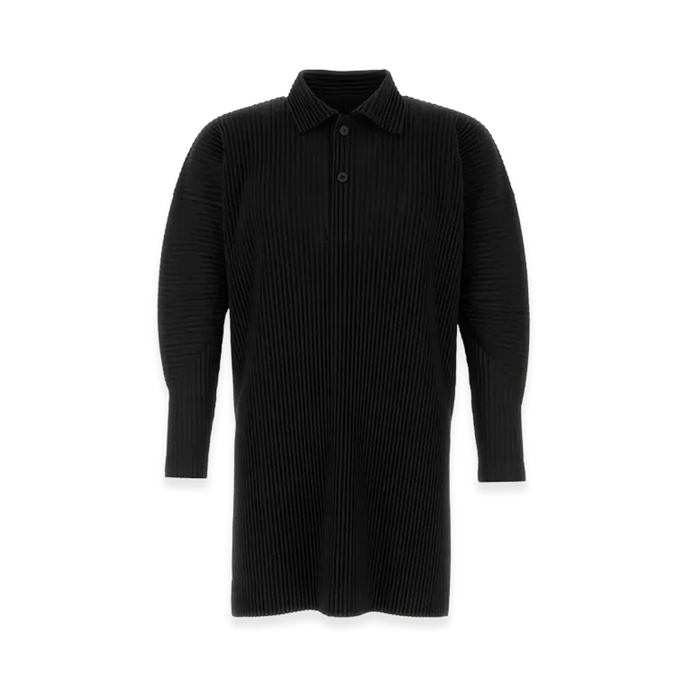 COMME des GARCONS HOMME Polyester Long Sleeve Polo Shirt "Black"