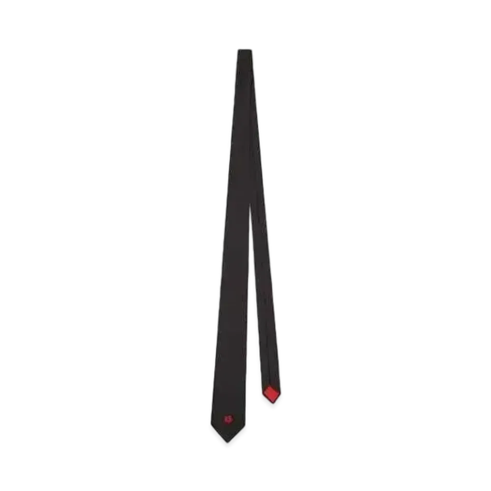 KENZO 'CREST' Embroidery Silk Tie "Black"