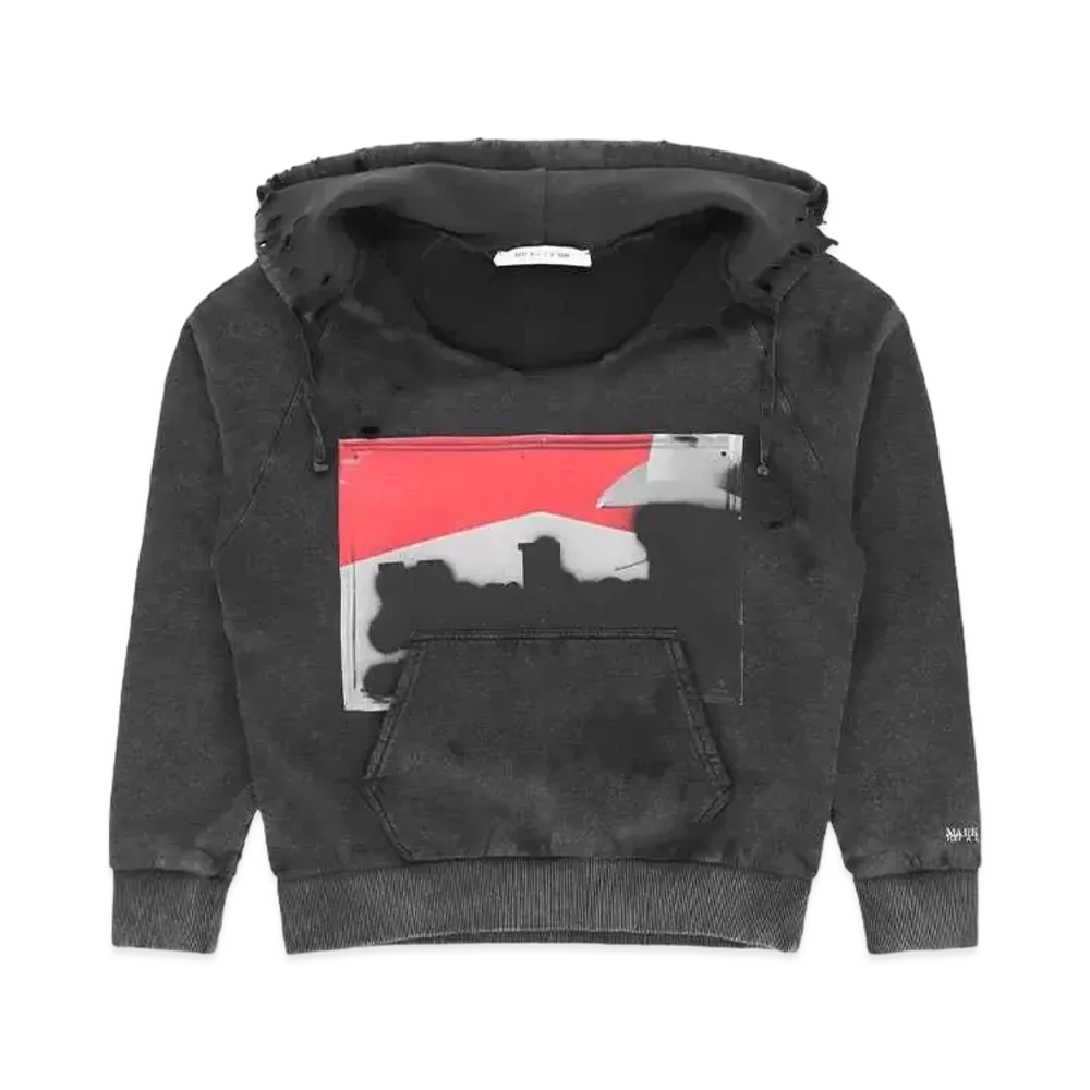 1017 ALYX 9SM Destroyed Mark Flood Box Hoodie "Washed Black"