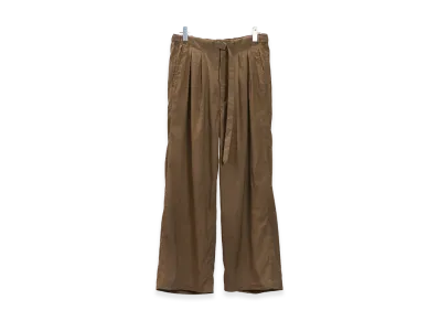 ANCELLM Linen Poplin Belt-Less Slacks "Brown"
