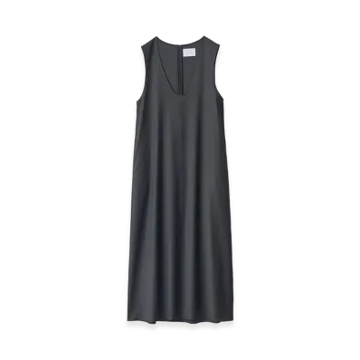 ssstein Women's Wool Silk Sleeveless Onepiece Dress "Charcoal"