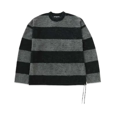 mastermind WORLD Boxy Pile Striped LS Tee "Black Gray"