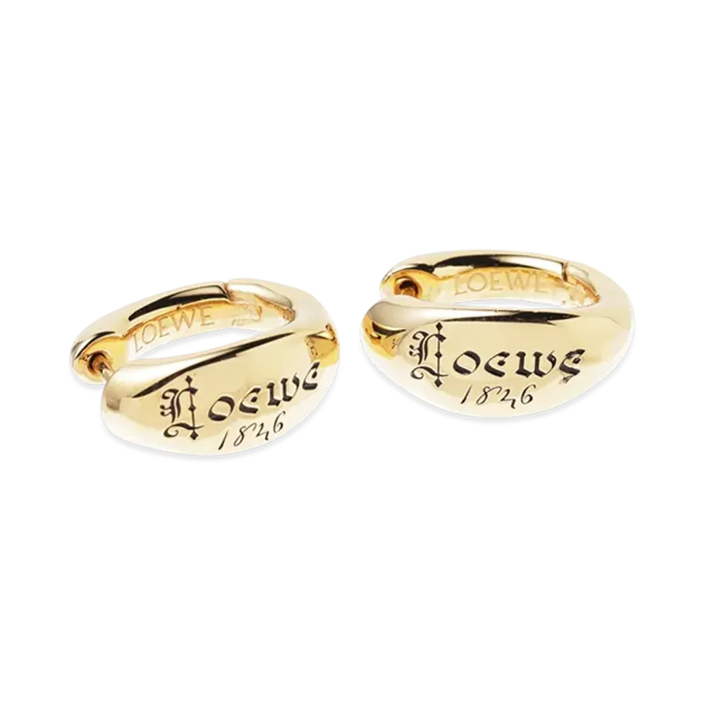 LOEWE Signet Script Earrings "Gold"