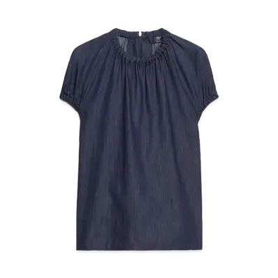 Max Mara Baiocco Pure Cotton Denim Top "Navy"