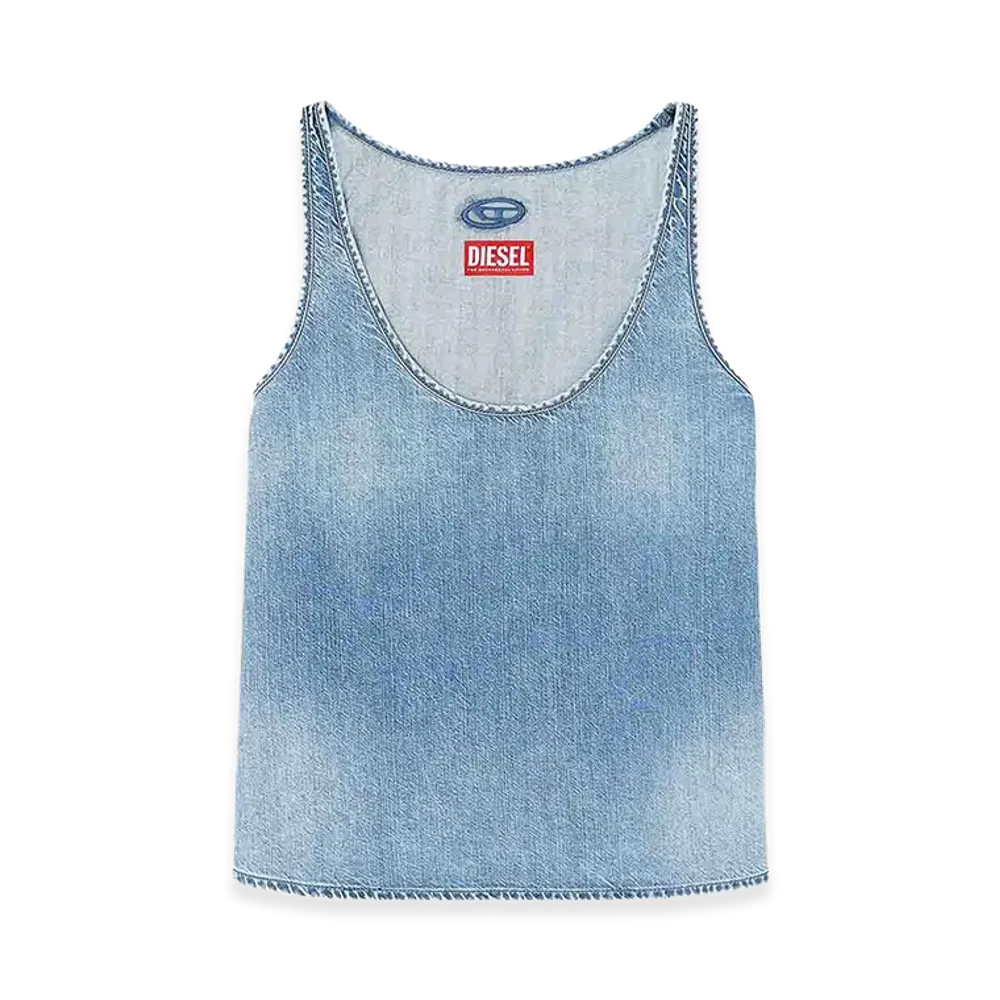 Diesel Women's Top In Cotton With Scoop Neck "Light Blue"