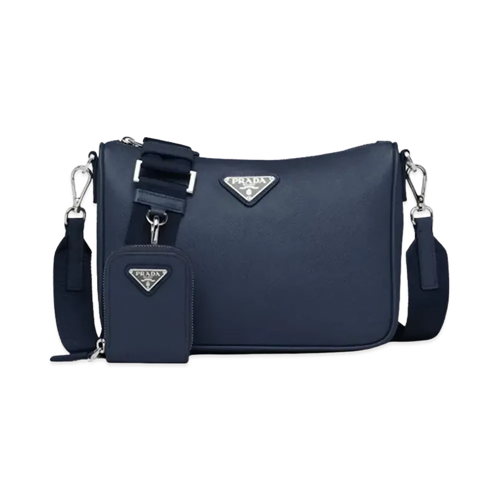 PRADA Saffiano Leather Shoulder Bag "Baltic Blue"