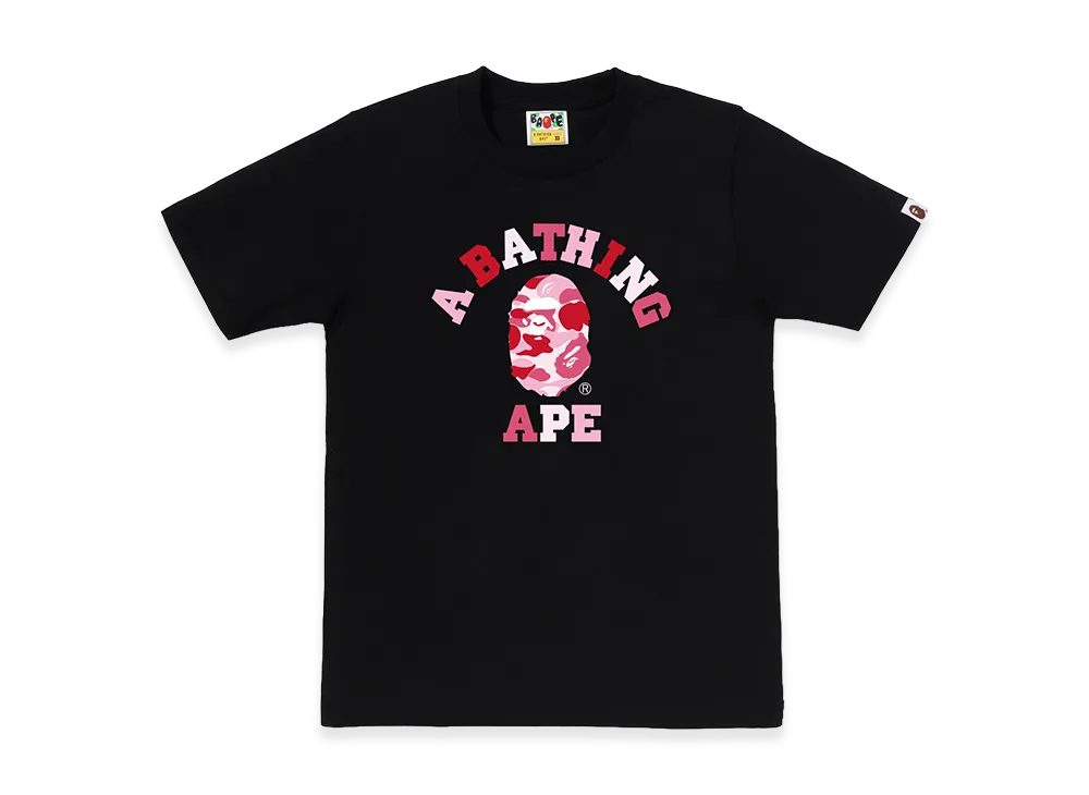 A BATHING APE Women's ABC Camo College Tee "Black/Pink"