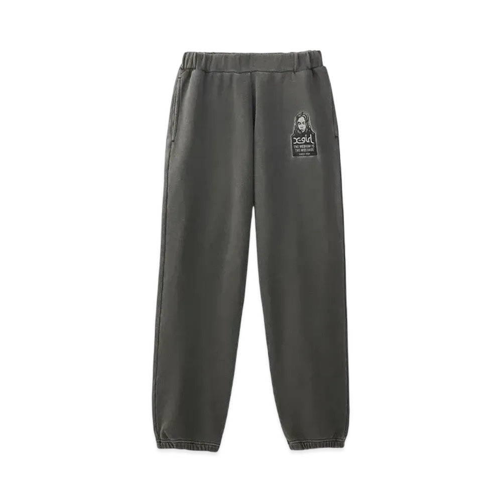 X-Girl Message And Face Patch Faded Sweat Pants "Black"