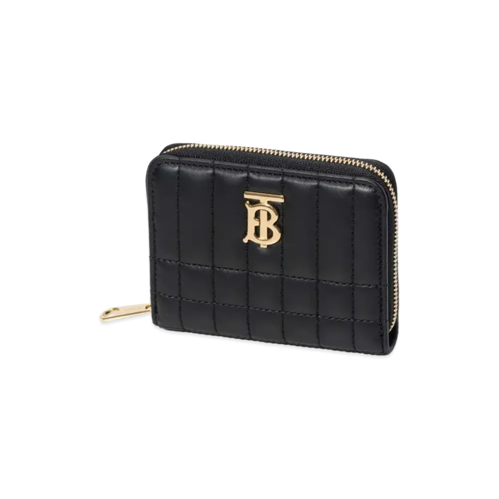 Burberry Women's Quilted Leather Lola Zip Wallet "Black/Light Gold"