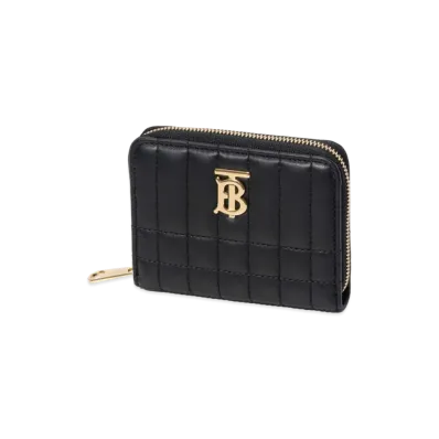 Burberry Women's Quilted Leather Lola Zip Wallet "Black/Light Gold"