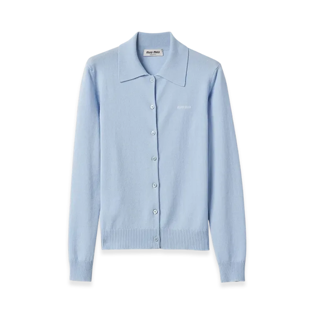 MIU MIU Women's Cashmere Knit Cardigan "Albino White"