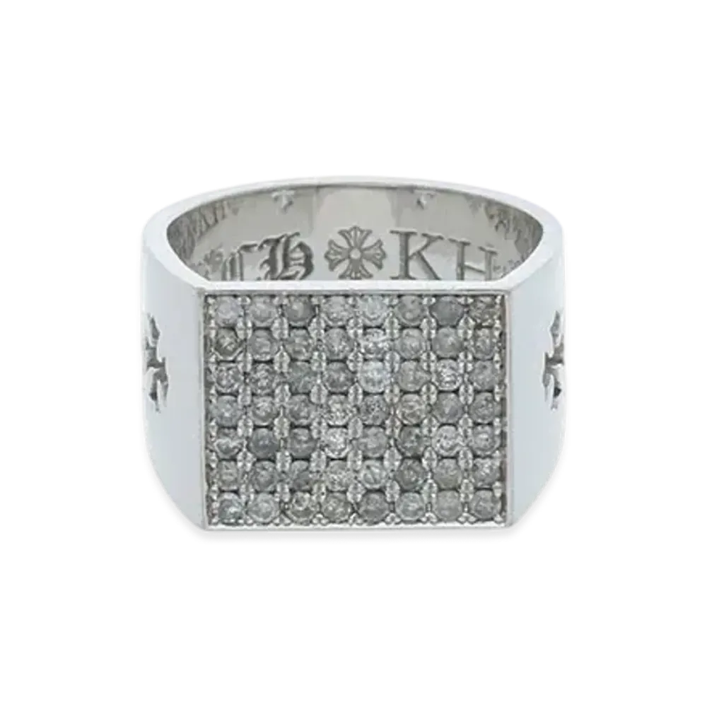 Chrome Hearts 18K Cigar Band Pave Diamond Ring "White Gold"