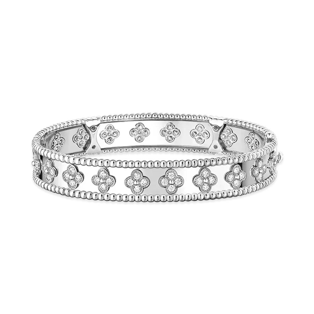 Van Cleef & Arpels Perlee clovers bracelet medium model "18K White gold/Diamond"