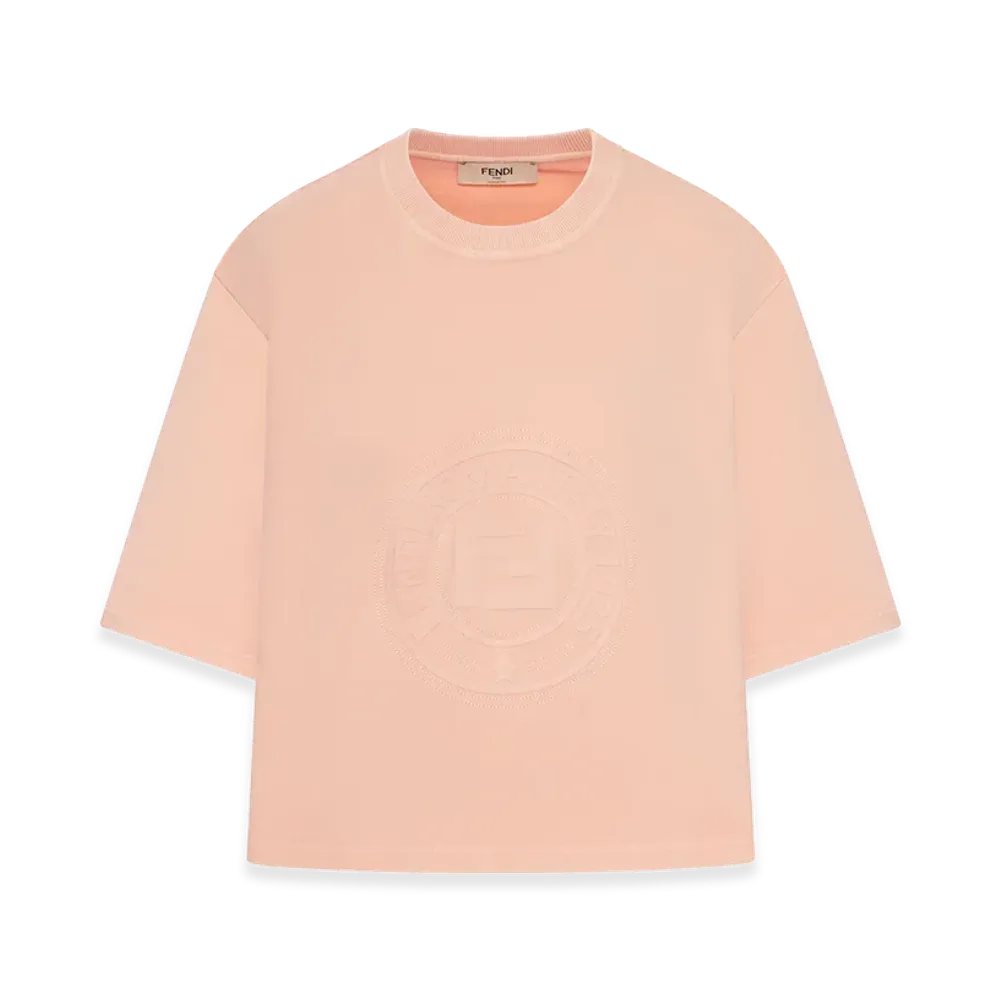 FENDI Women's Cotton T-Shirt With Front Logo "Pink"
