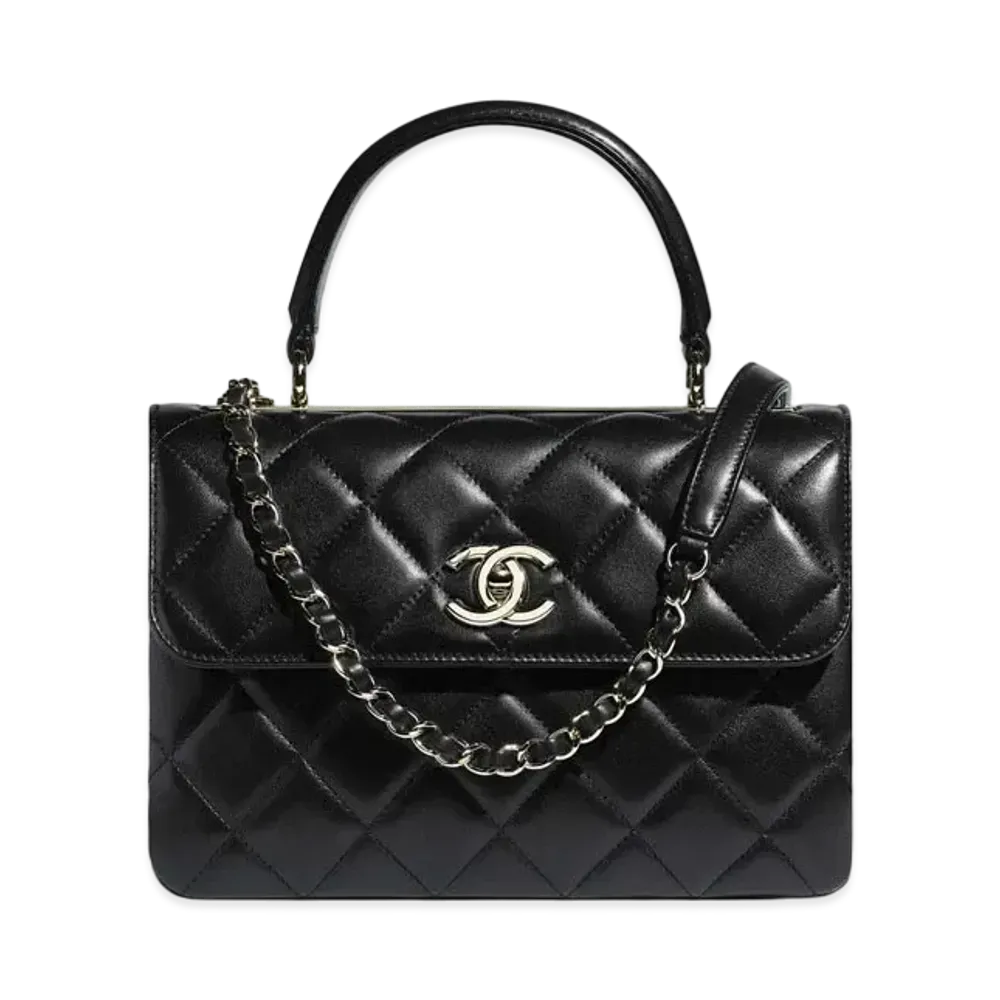 CHANEL Top Handle Flap Bag Lambskin "Black"