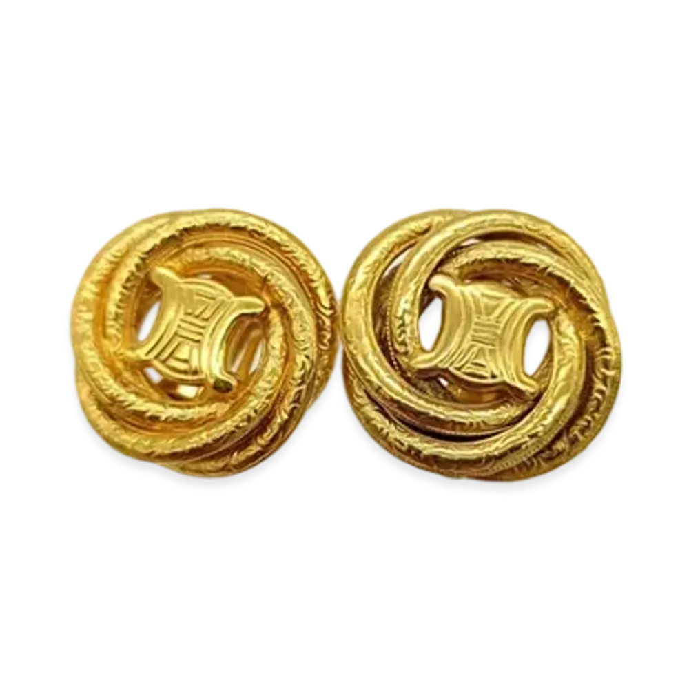 CELINE Triomphe Earrings "Gold"