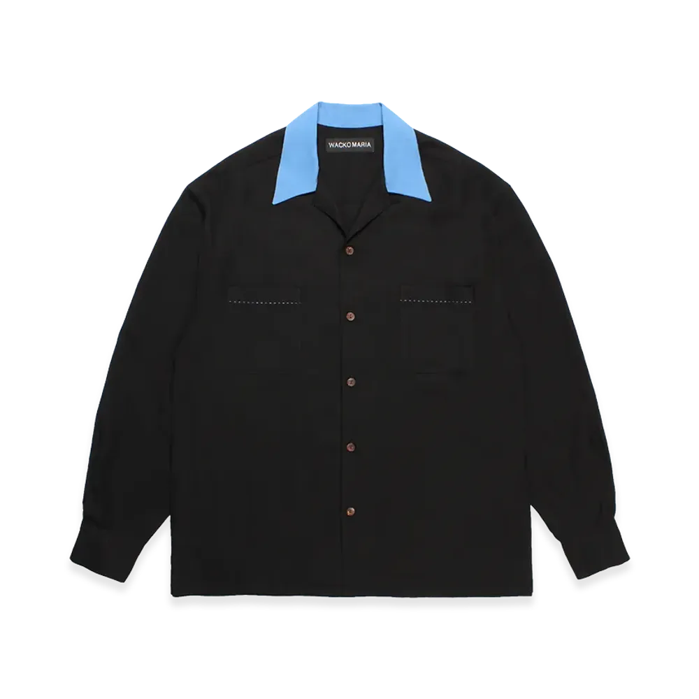 WACKO MARIA Switching 50's Open Collar Shirt "Blue"