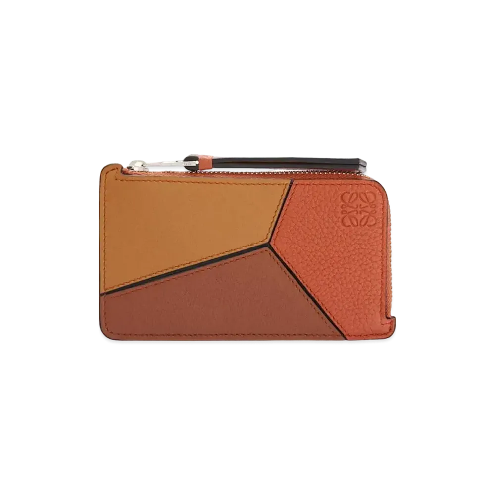 LOEWE Puzzle Coin Cardholder In Classic Calfskin "Pumpkin / Rust"