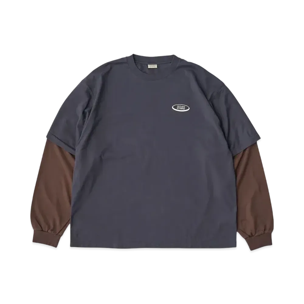 SEDAN ALL-PURPOSE Oval Logo Layered L/S Tee "Charcoal Brown"