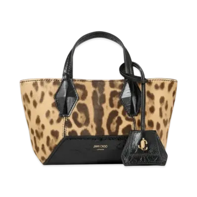 Jimmy Choo Diamond Tote /XS Leopard Print Pony Mini Bag "Natural/Black/Gold"