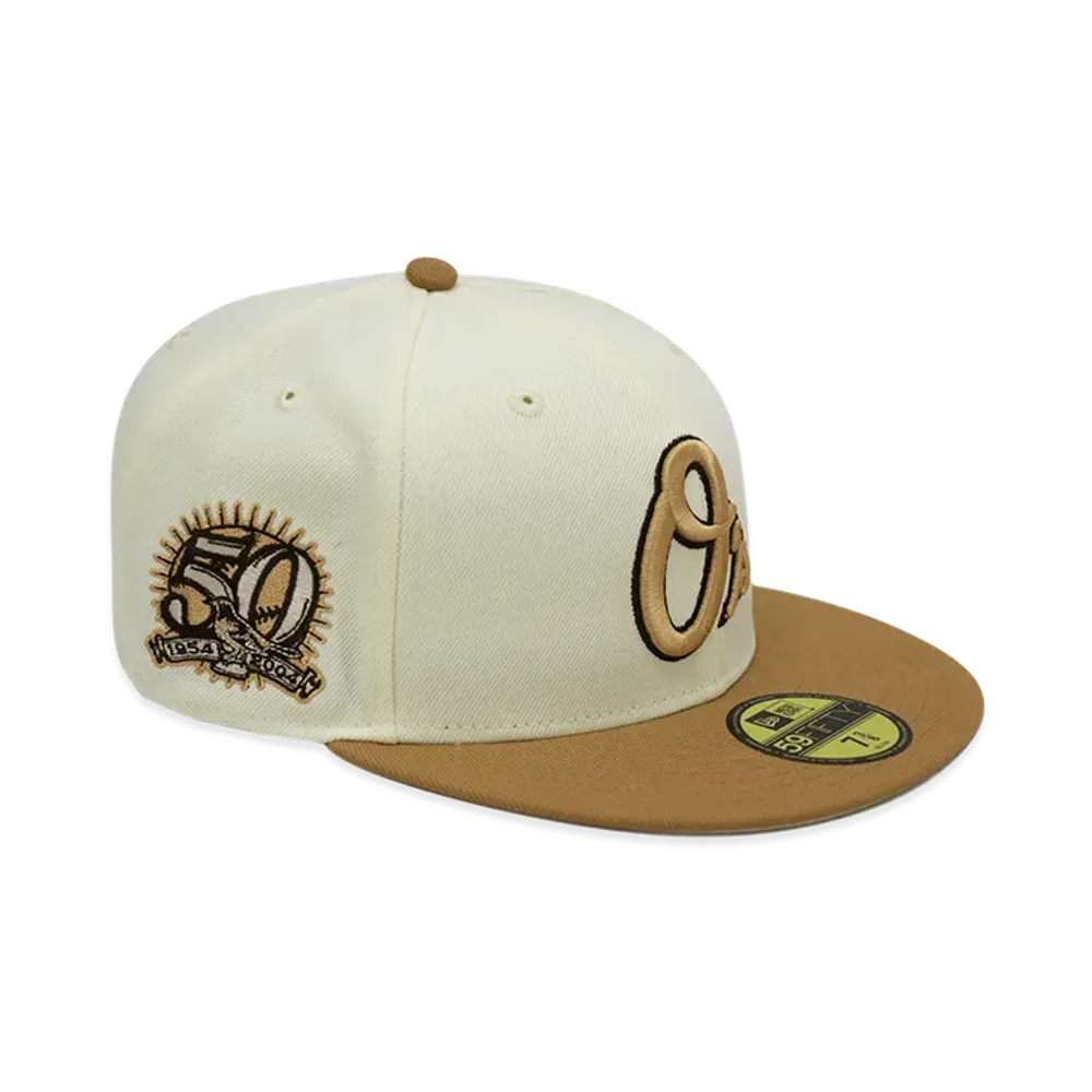 NEW ERA x THE CAP 59Fifty Soft Tropics Baltimore Orioles "Chrome White/Wheat"
