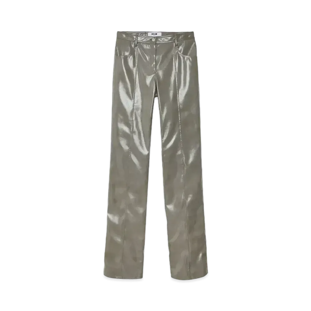 MSGM Petent Leather Pants "Gray"