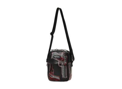 Supreme Guns Embroidered Leather Shoulder Bag "Black"