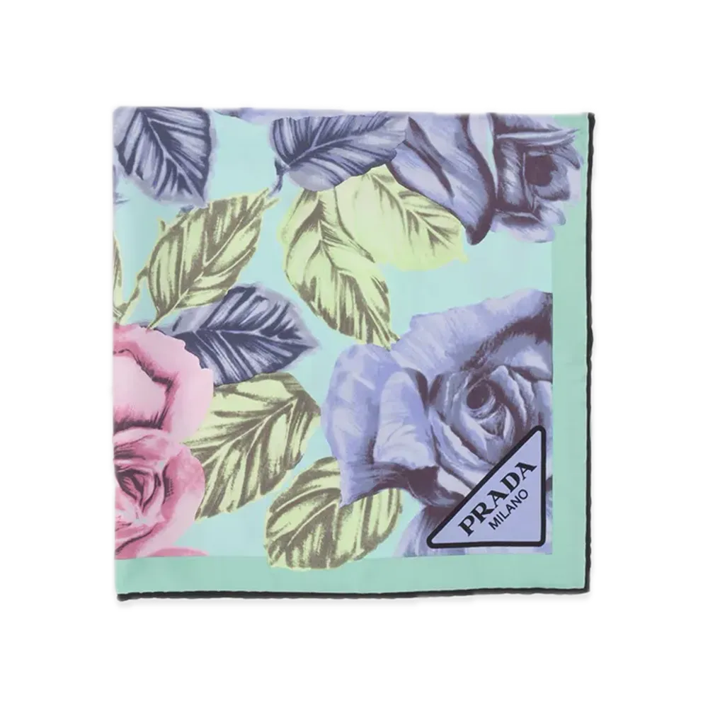 PRADA Printed Silk Twill Scarf 55 x 55 "Pastel Purple"