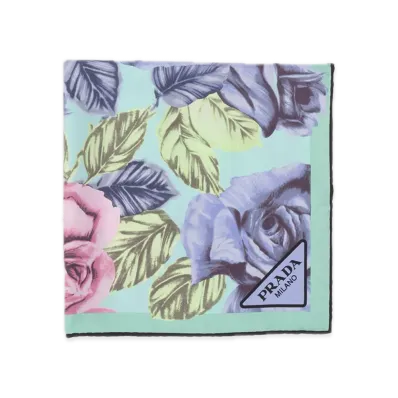 PRADA Printed Silk Twill Scarf 55 x 55 "Pastel Purple"