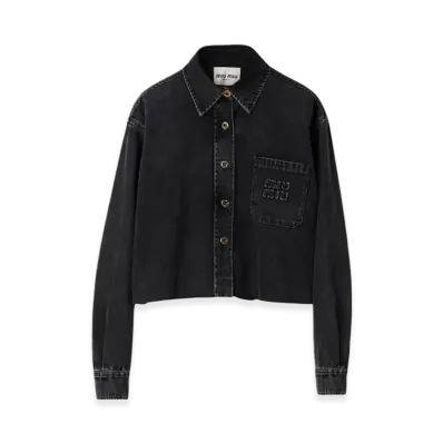 MIU MIU Women's Denim Blouson Jacket "Black"