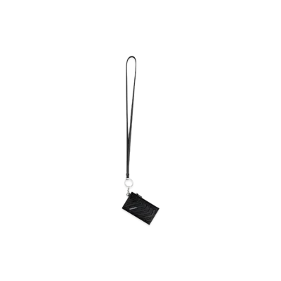 BALENCIAGA Car Card Case On Keyring In Grained Calfskin "Dark Gray"