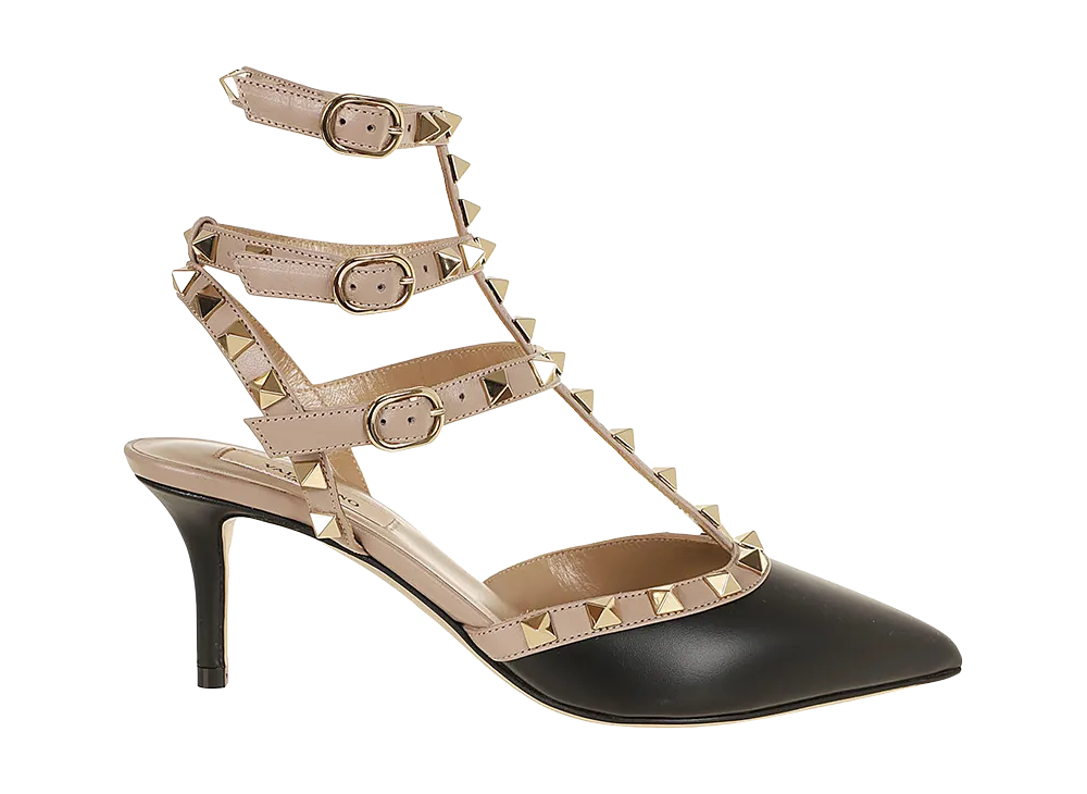 Valentino Garavani Women's Rockstud 65 Caged Pumps "NERO/POUDRE"