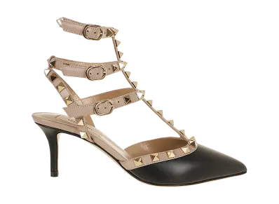 Valentino Garavani Women's Rockstud 65 Caged Pumps "NERO/POUDRE"