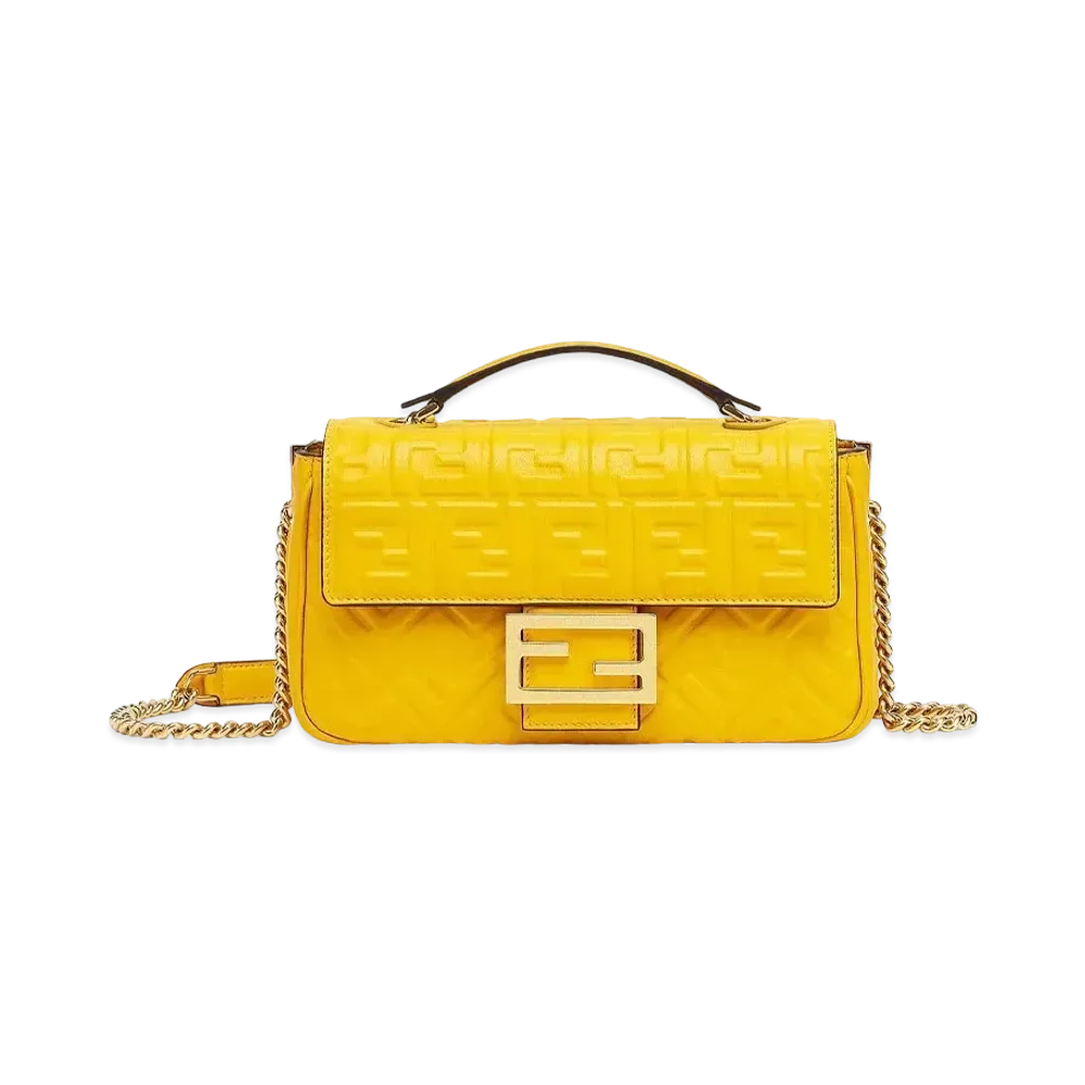 FENDI Mida Baguette Chain Nappa Leather Bag "Yellow"