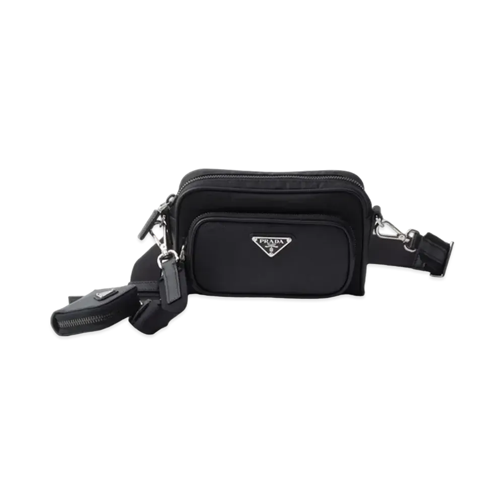 PRADA Re-Nylon and Saffiano Leather Shoulder Bag "Black"