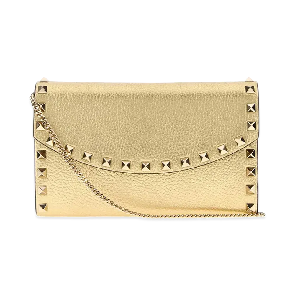 Valentino Women's Leather Rockstud Wallet "Gold"