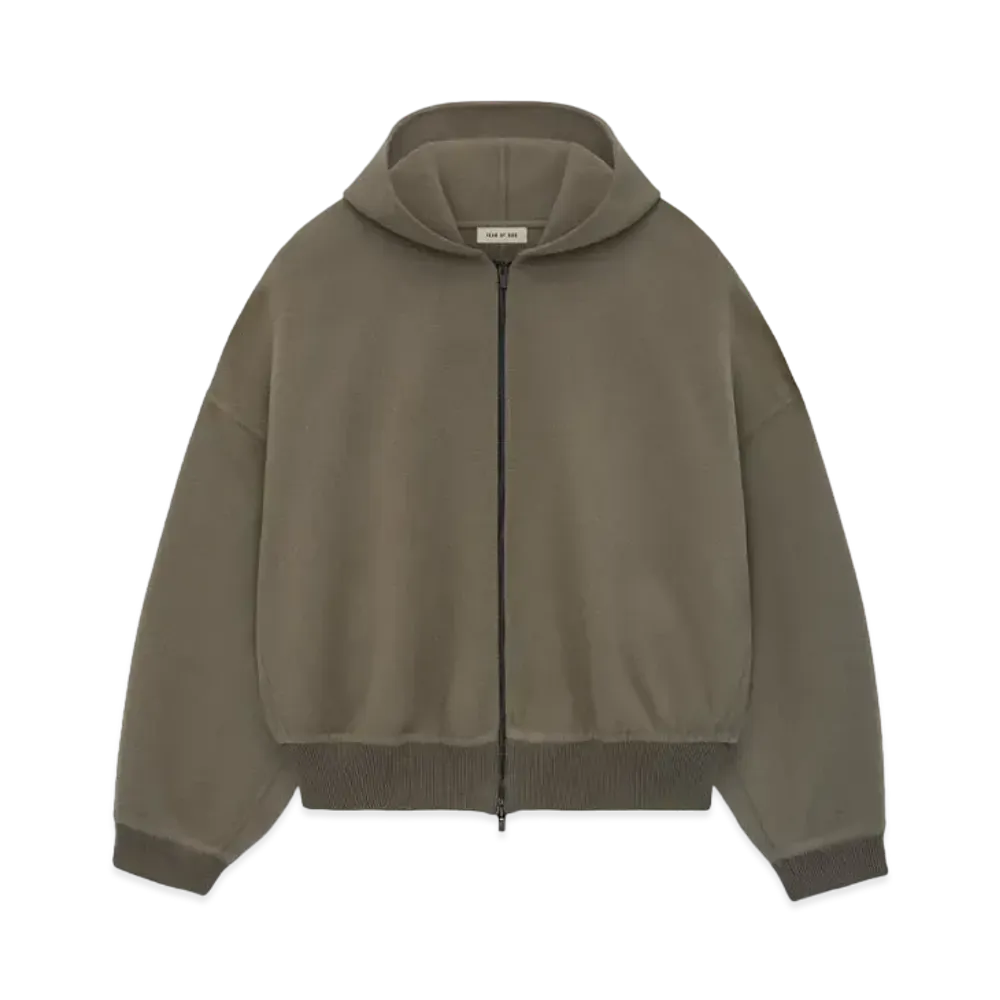 FEAR OF GOD Double Wool Cashmere Hooded Bomber "Wood"