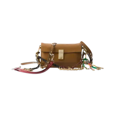PRADA Soft Sound Small Leather Shoulder Bag with Charms "Camel"