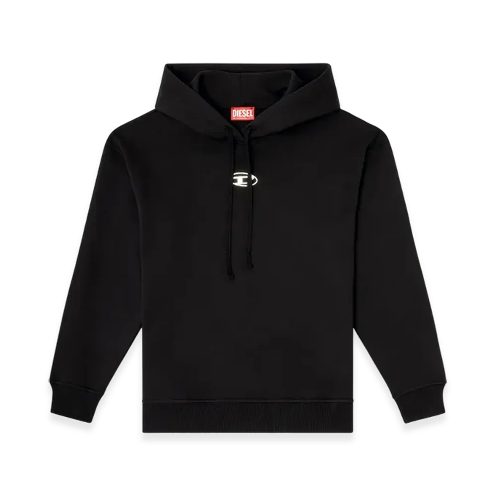 Diesel F-Buxt-Hood-OD Hoodie With Metal-Effect Oval D Logo "Black"
