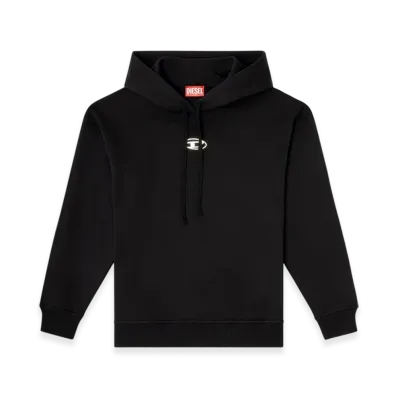Diesel F-Buxt-Hood-OD Hoodie With Metal-Effect Oval D Logo "Black"